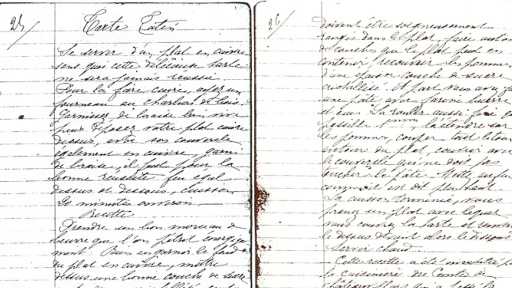 Η χειρόγραφη συνταγή για tarte Tatin της Marie Souchon σε τετράδιο